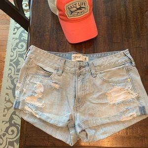 Abercrombie low rise distressed shorts, size 4.
